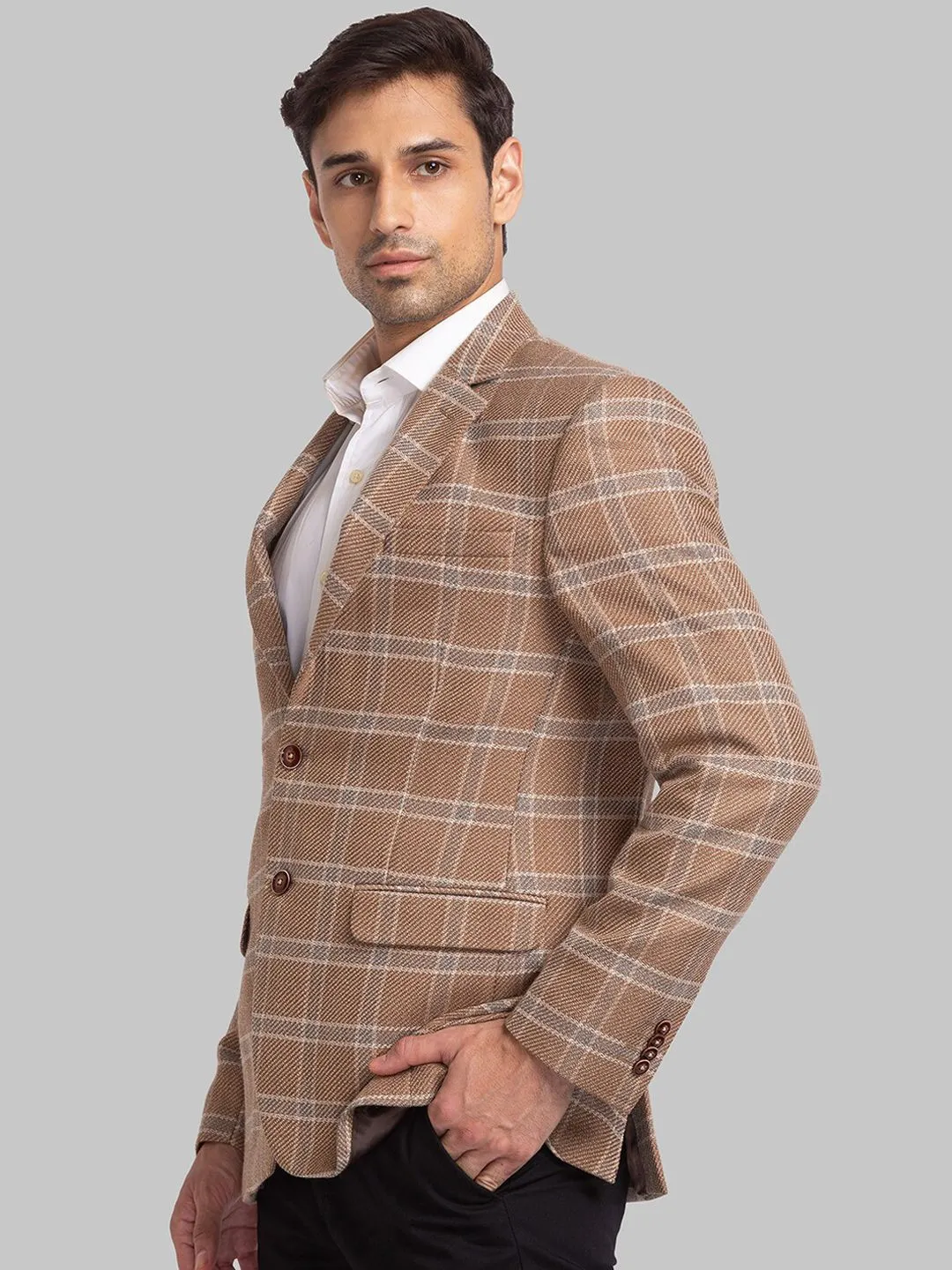 Park Avenue Men Checked Single Breasted Blazers