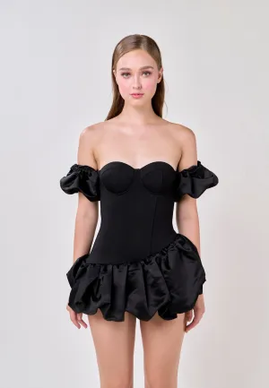 Phoenix Black Off Shoulder Ballon Skirt Mini Dress