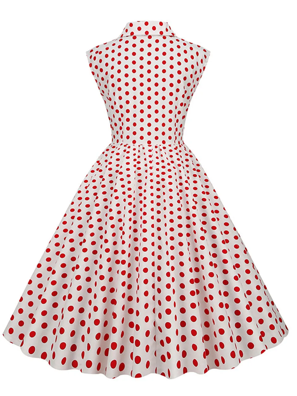 Pink Polka Dots Sleeveless 1950S Vintage Shirt Swing Dress