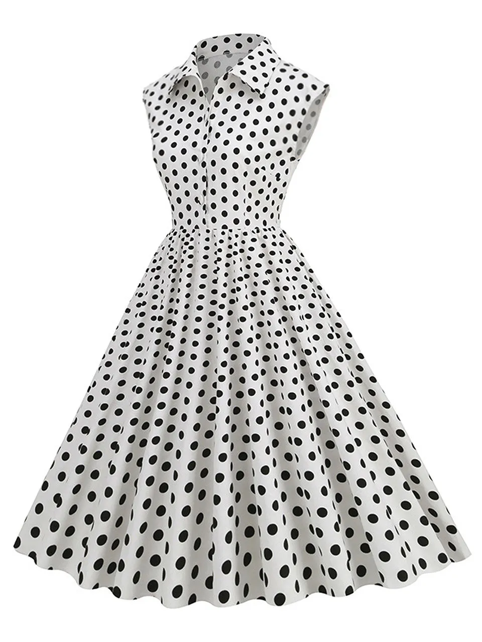 Pink Polka Dots Sleeveless 1950S Vintage Shirt Swing Dress