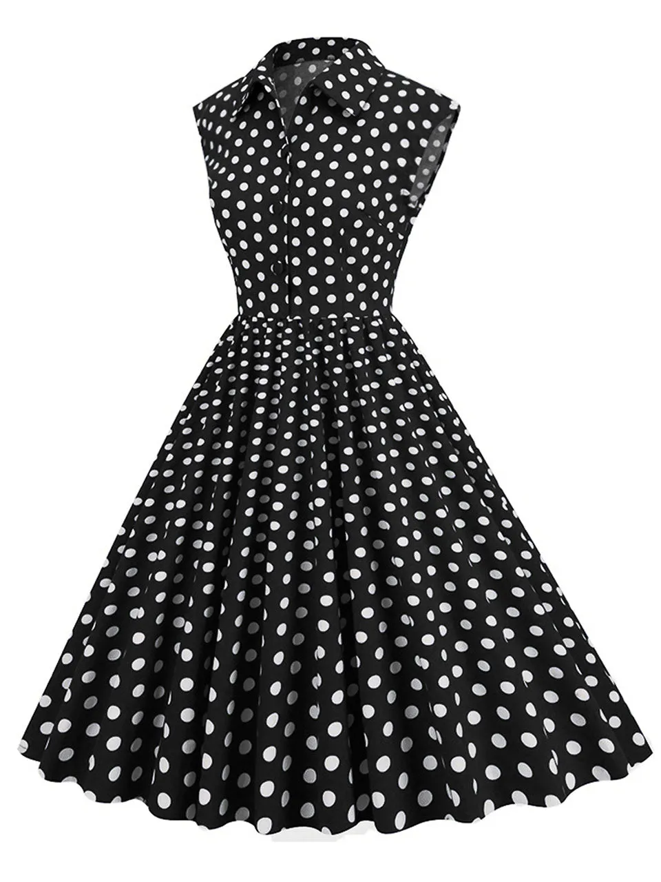 Pink Polka Dots Sleeveless 1950S Vintage Shirt Swing Dress