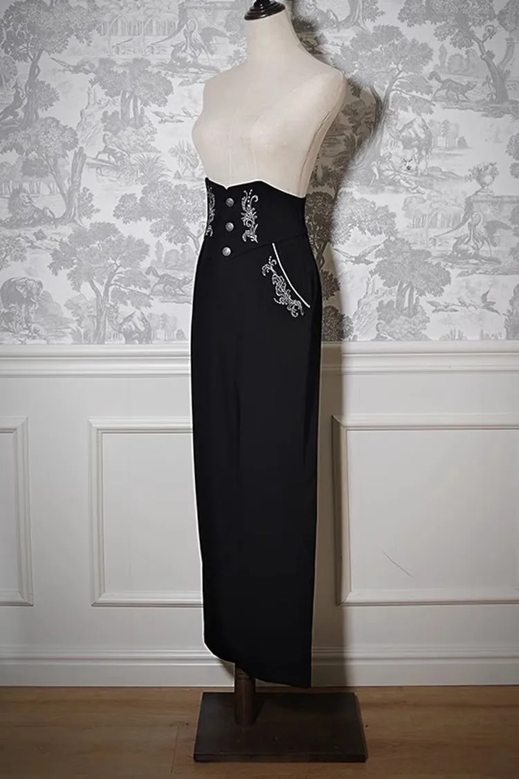 Pirate Series Navigation Treasure Hunting Guide High Waisted Embroidery Ouji Handsome Lolita Long Pants 2 Colors