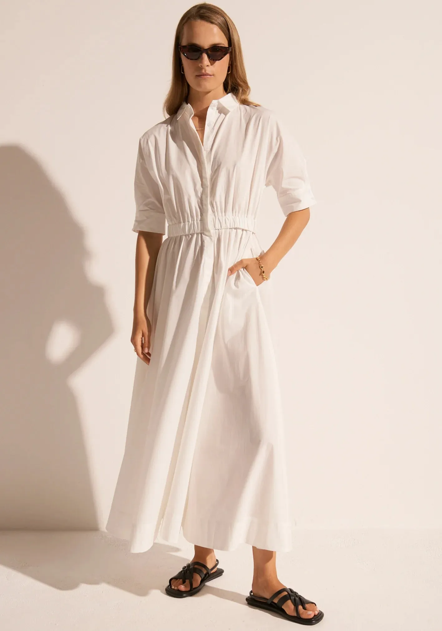 POL Clothing - Toya Maxi Shirt Dress - White