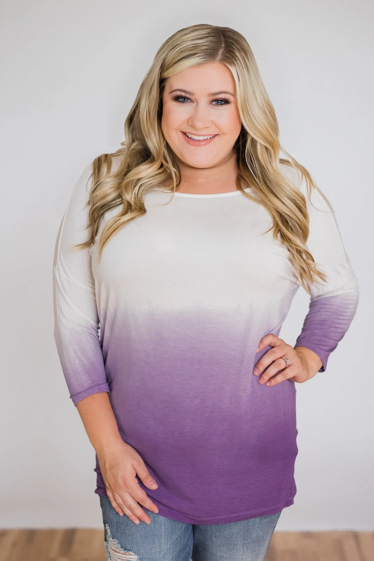 Pretty in a Purple Ombré Long Sleeve Top