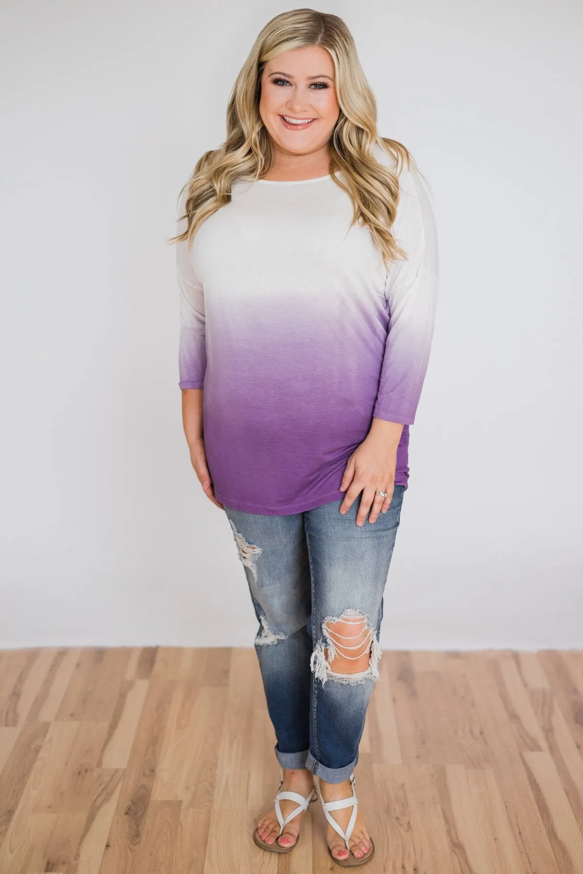 Pretty in a Purple Ombré Long Sleeve Top