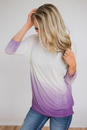 Pretty in a Purple Ombré Long Sleeve Top