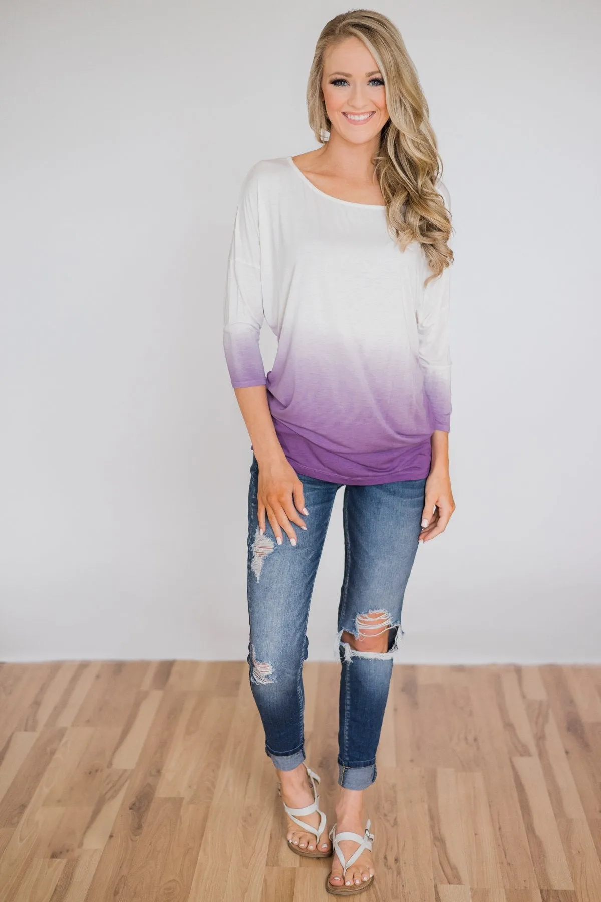 Pretty in a Purple Ombré Long Sleeve Top