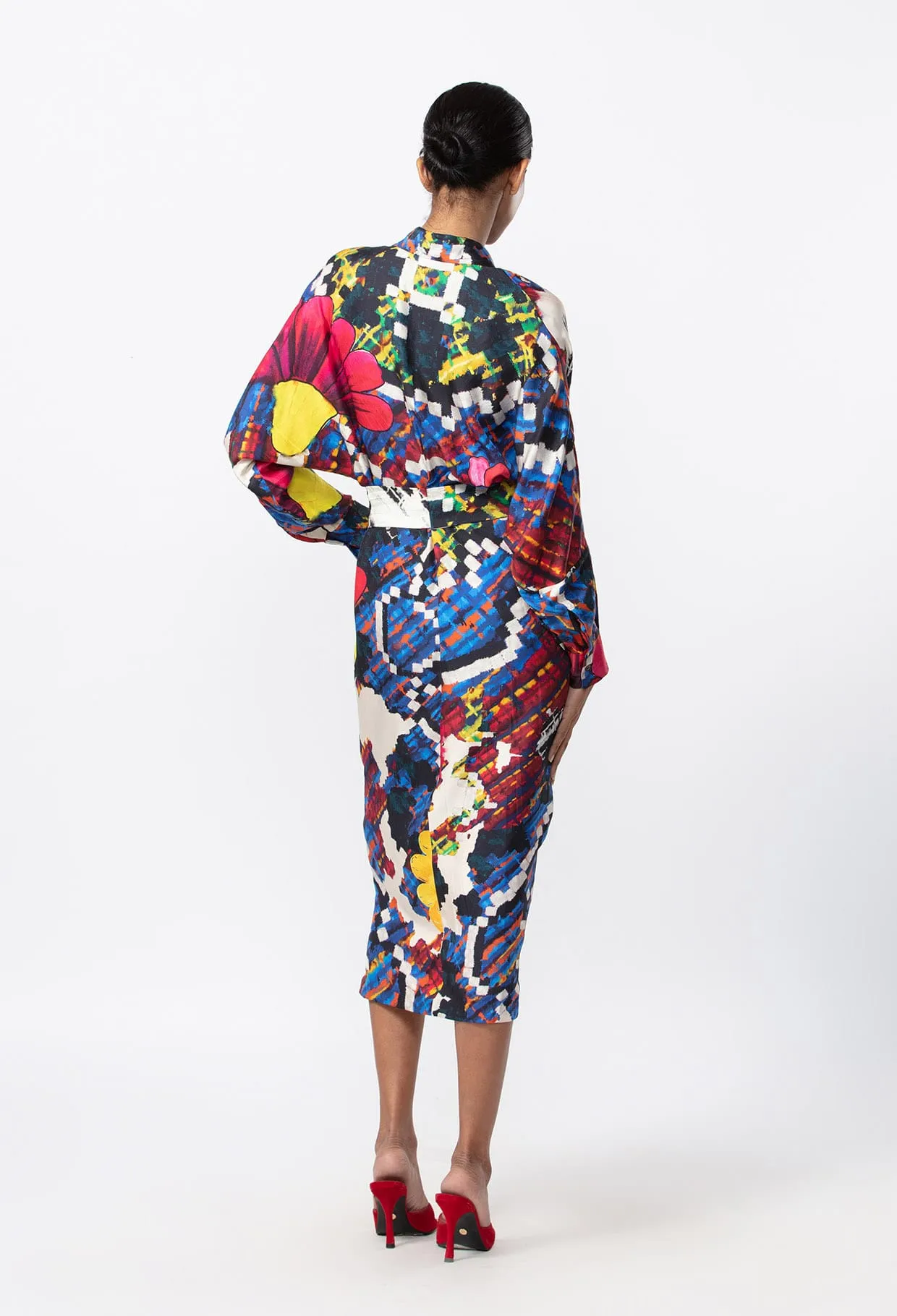 Print Collared Shirt Style Dress