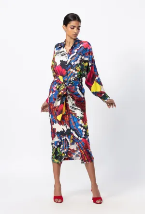 Print Collared Shirt Style Dress