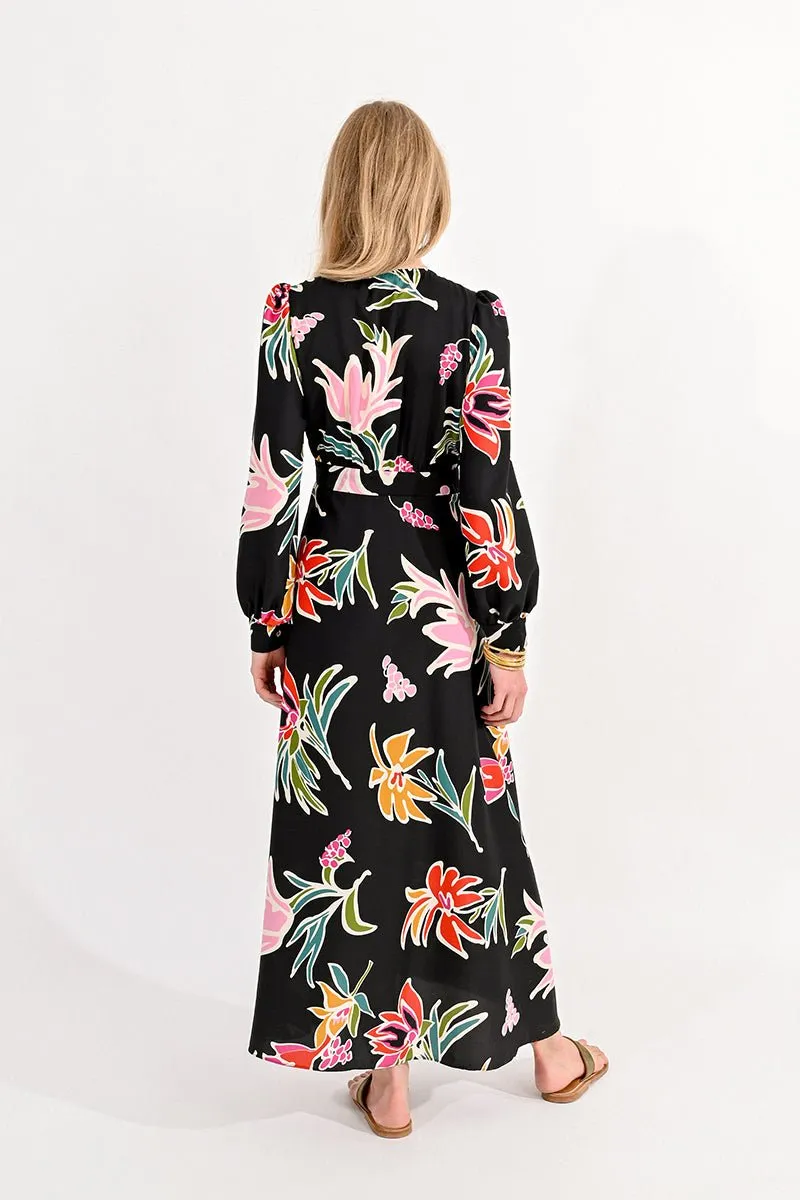 PRINTED WRAP DRESS