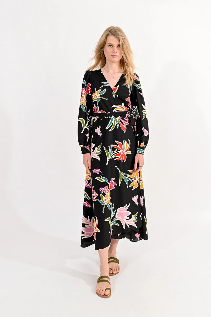 PRINTED WRAP DRESS