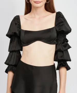Puff Long Sleeve Crop Top