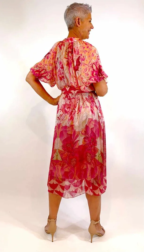 Puff Sleeve Silk Shirt Dress