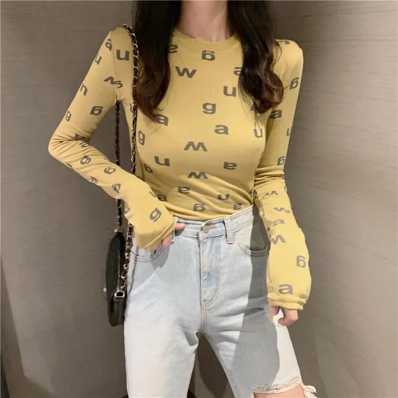 "LETTER PRINT LONG SLEEVE" T-SHIRT N101205