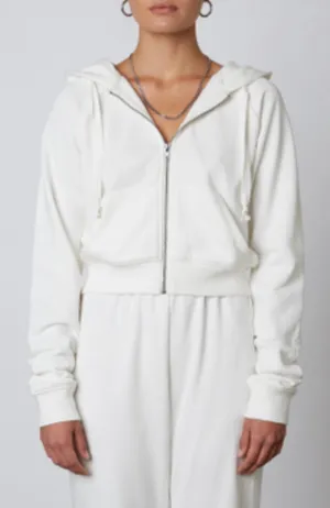 Raglan Sleeve Shrunken Zip Up Hoodie