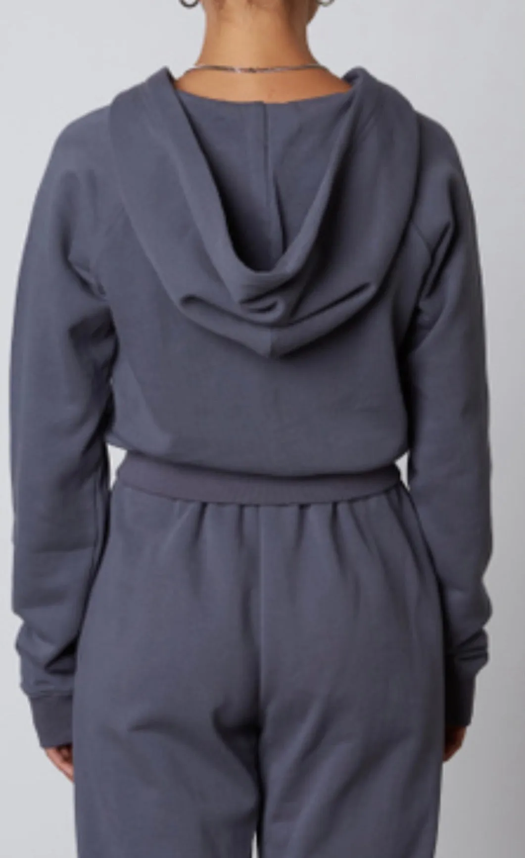 Raglan Sleeve Shrunken Zip Up Hoodie