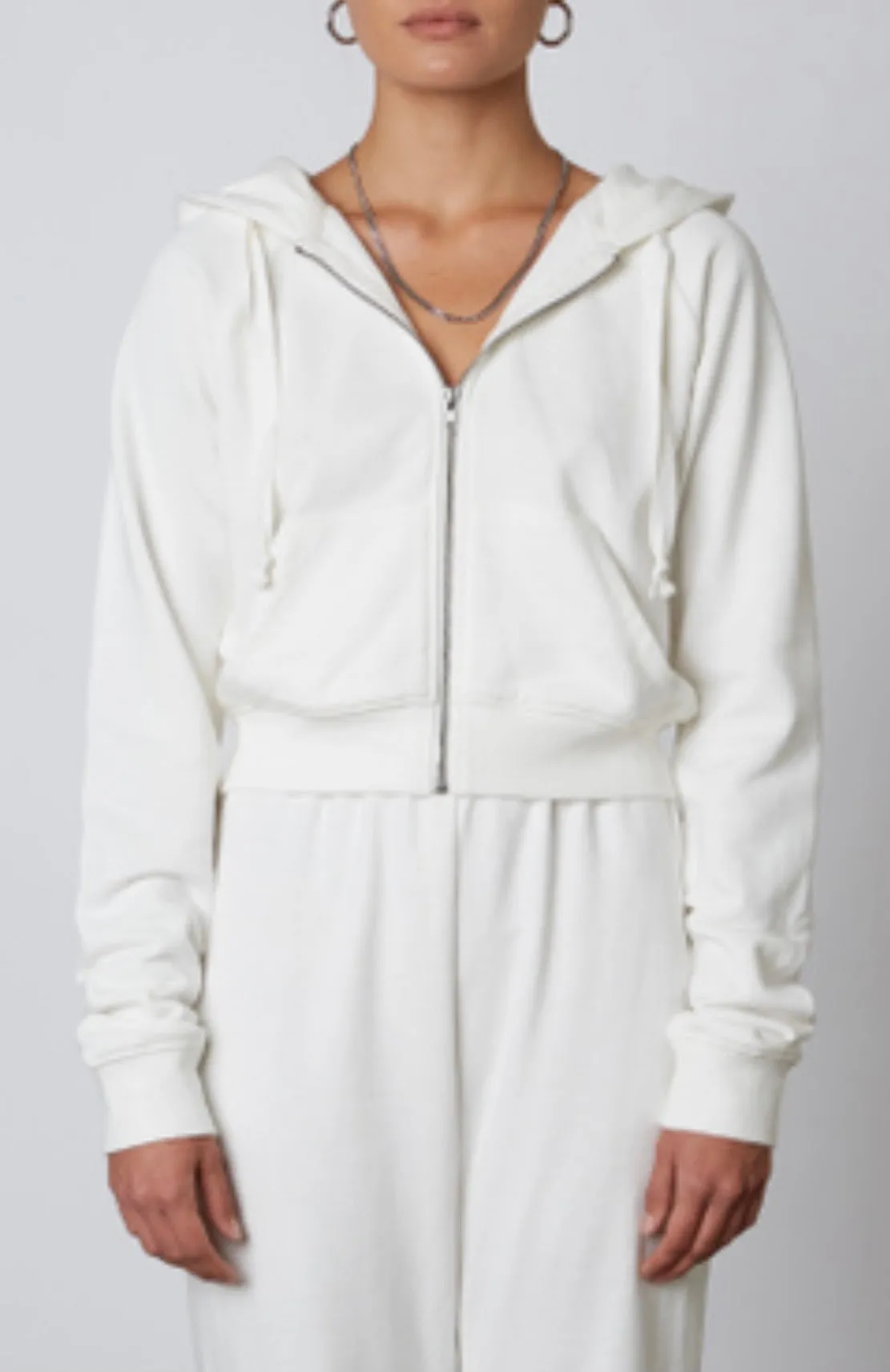 Raglan Sleeve Shrunken Zip Up Hoodie