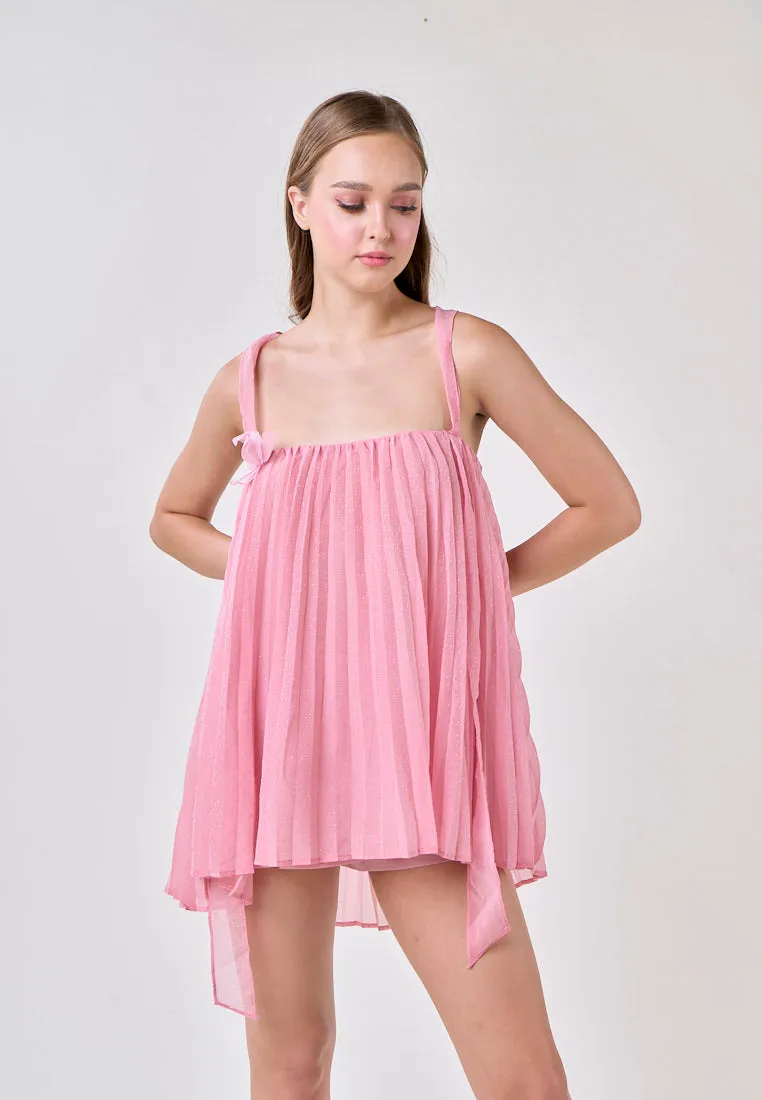 Raya Carnation Pink 2 Way Pleated Mini Dress