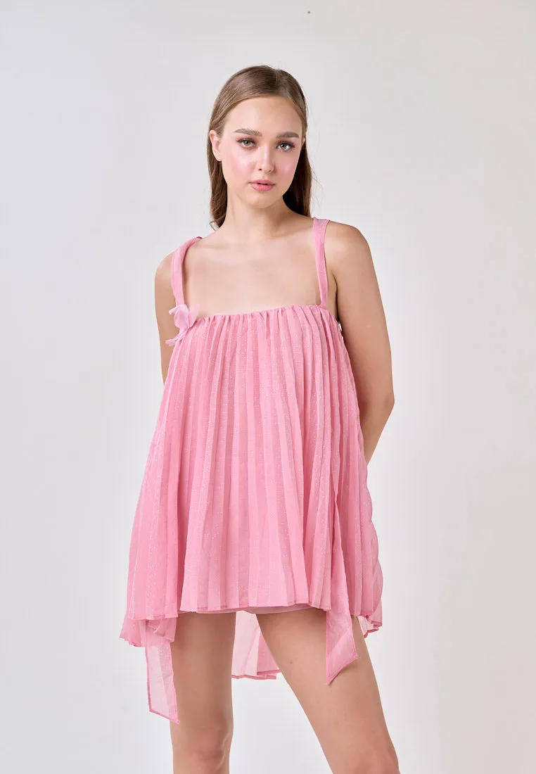 Raya Carnation Pink 2 Way Pleated Mini Dress