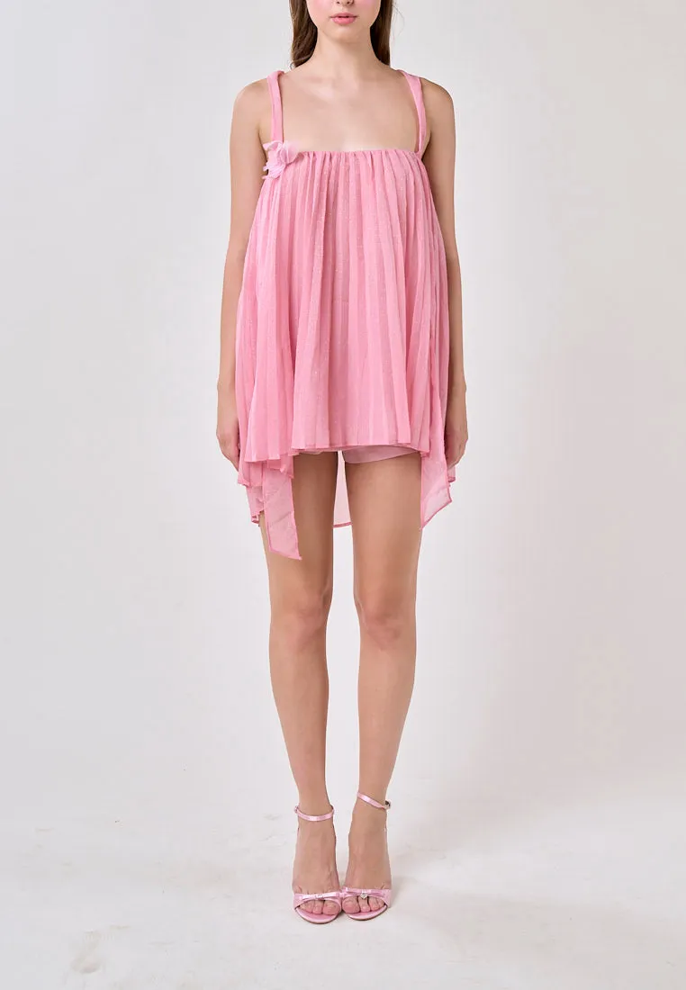 Raya Carnation Pink 2 Way Pleated Mini Dress