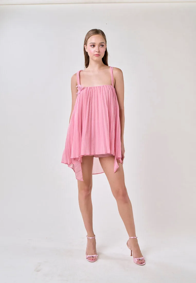 Raya Carnation Pink 2 Way Pleated Mini Dress