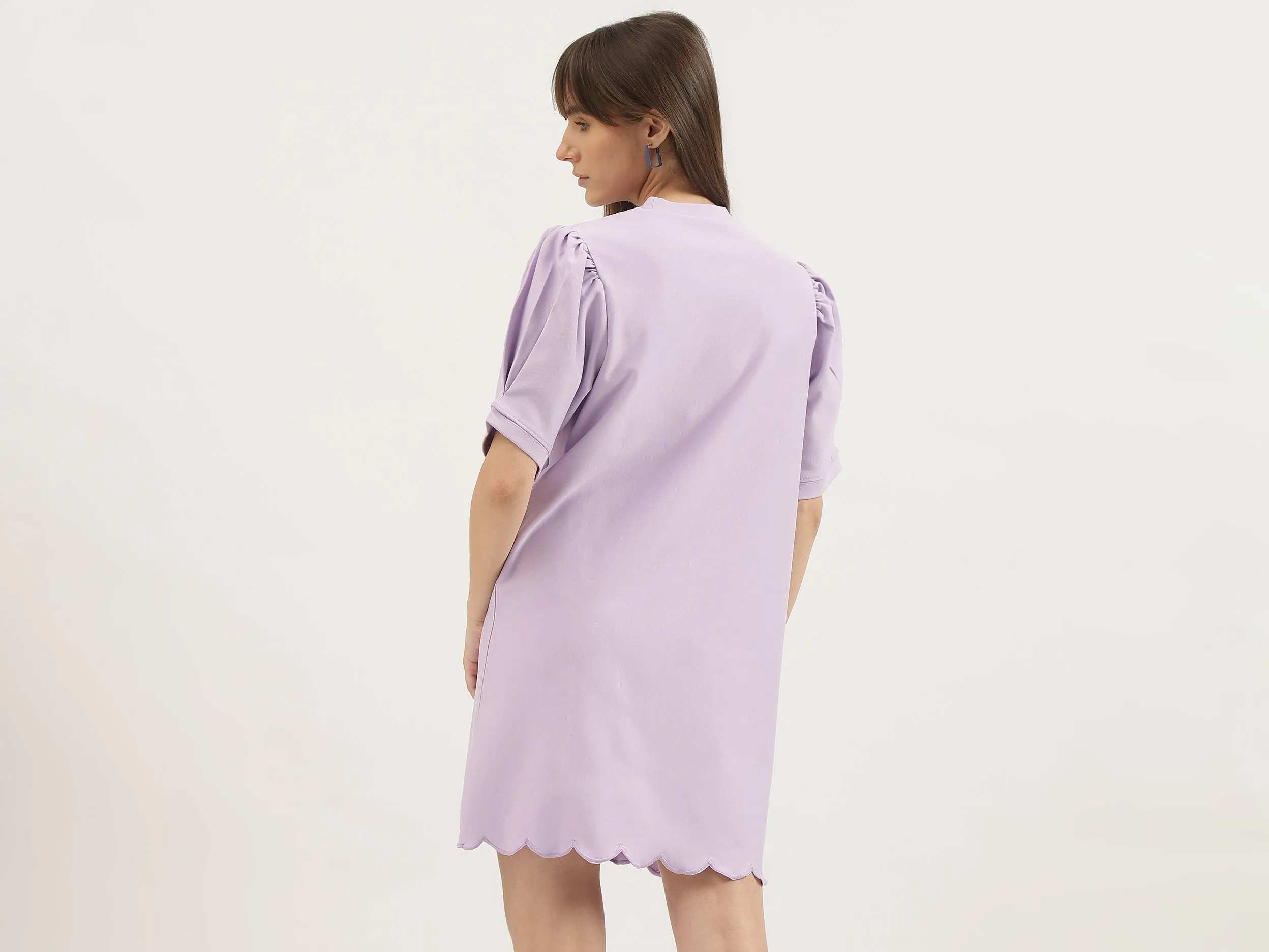 Regular Fit Round Neck Solid Dresses