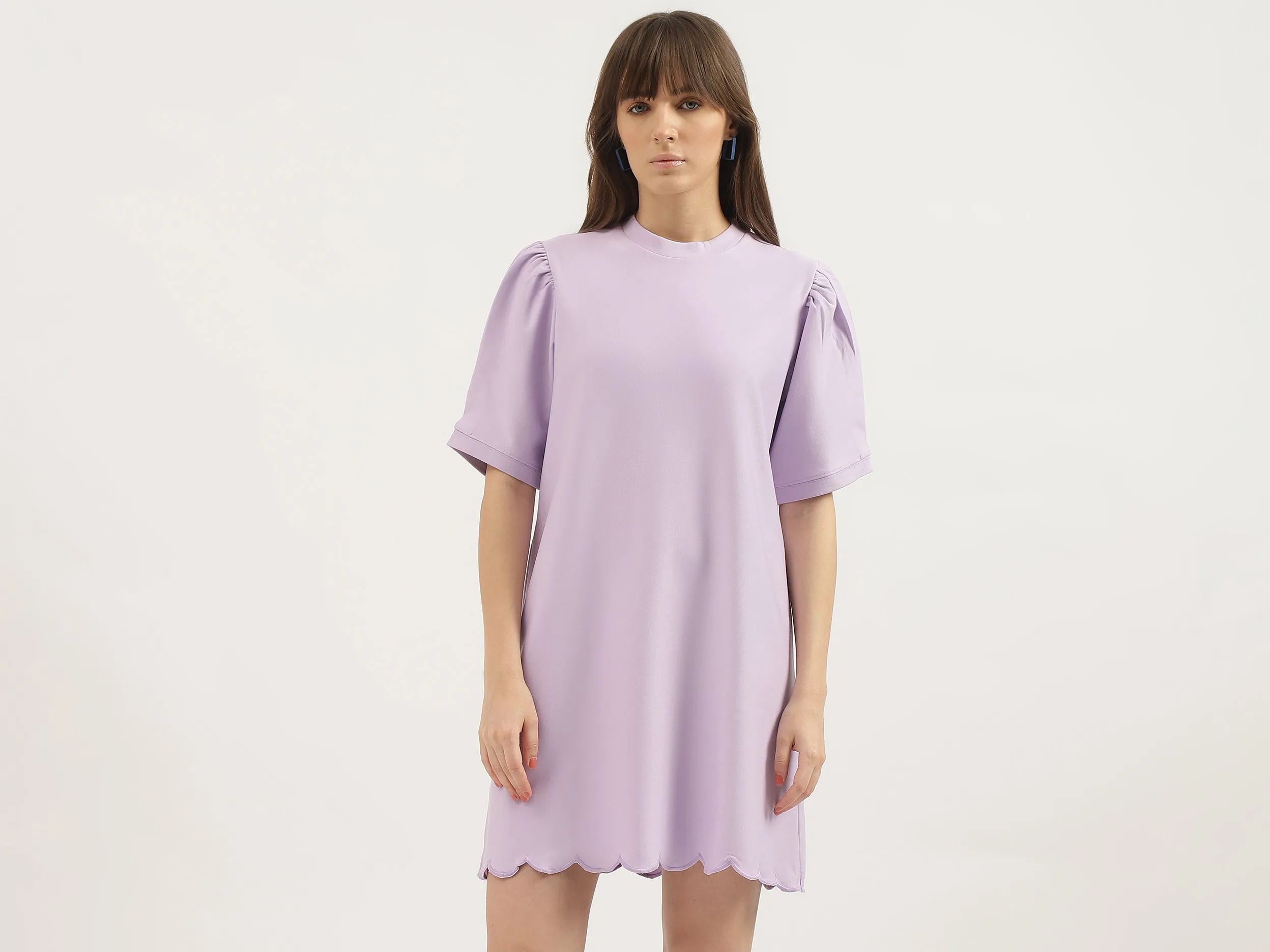 Regular Fit Round Neck Solid Dresses