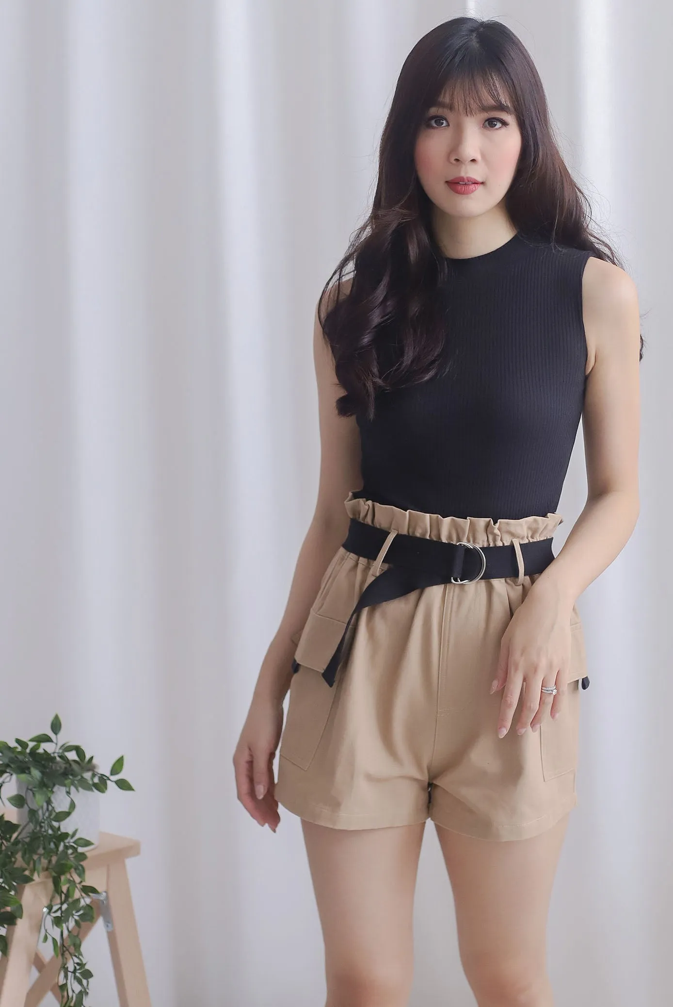 *Restocked* Basia Ribbed High Neck Top In Black