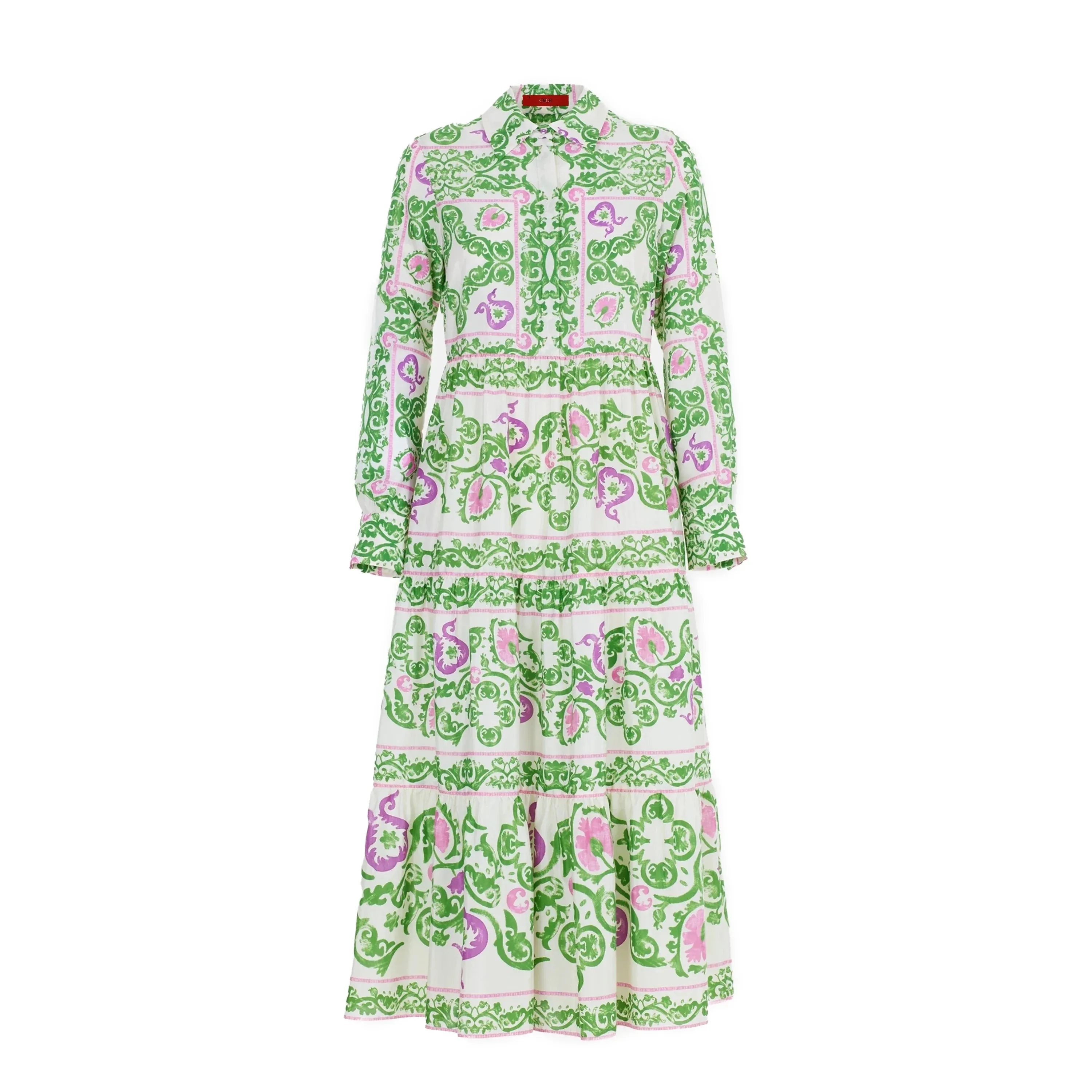 Retro Women Dresses  Party Dresses Shirt Dress Long Sleeved Single Row Buckle Layered Skirt Hem Design Casual Dresses