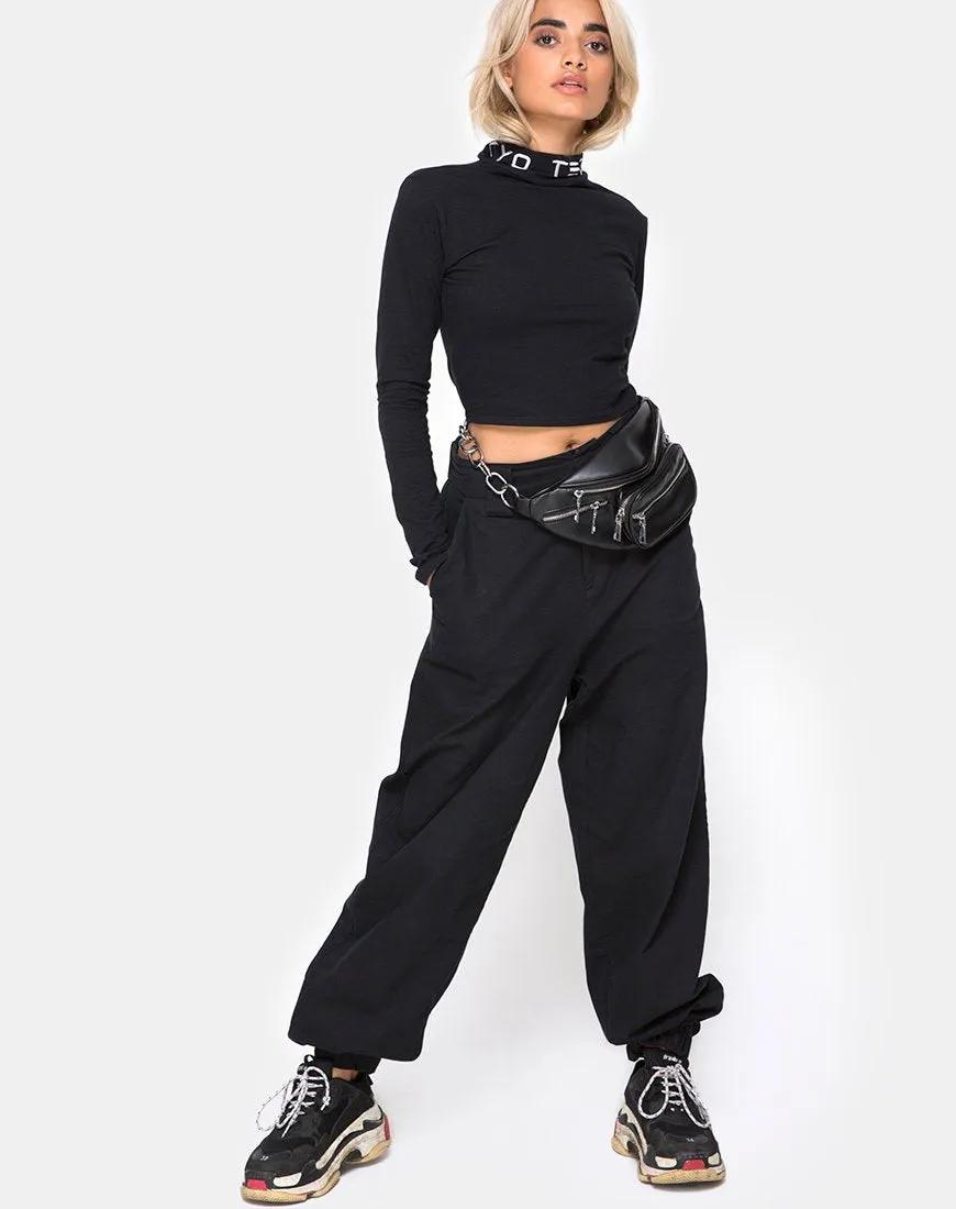 Rhala Crop Top in Tokyo Techno Black Embro