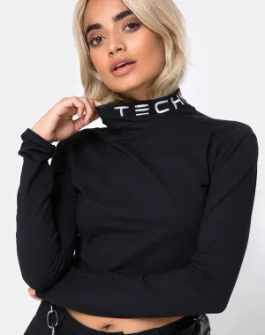 Rhala Crop Top in Tokyo Techno Black Embro