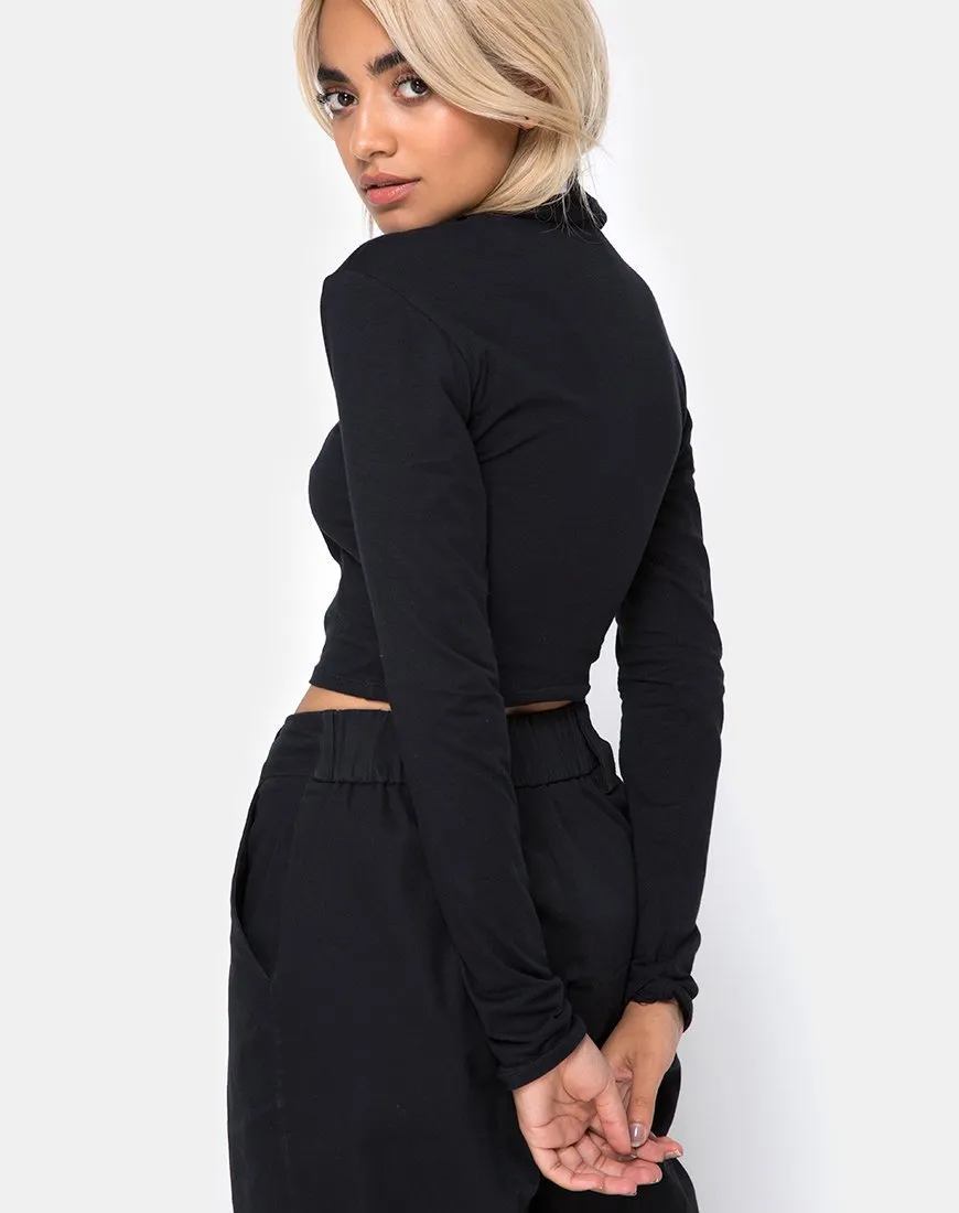 Rhala Crop Top in Tokyo Techno Black Embro