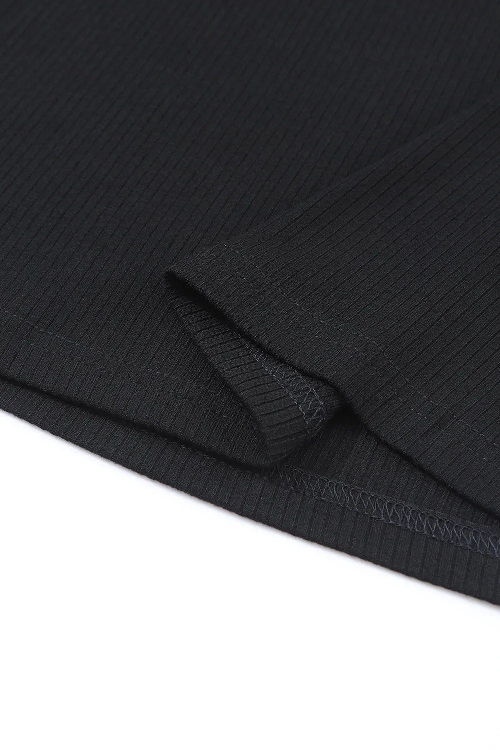 Ribbed High Neck Long Sleeve Top