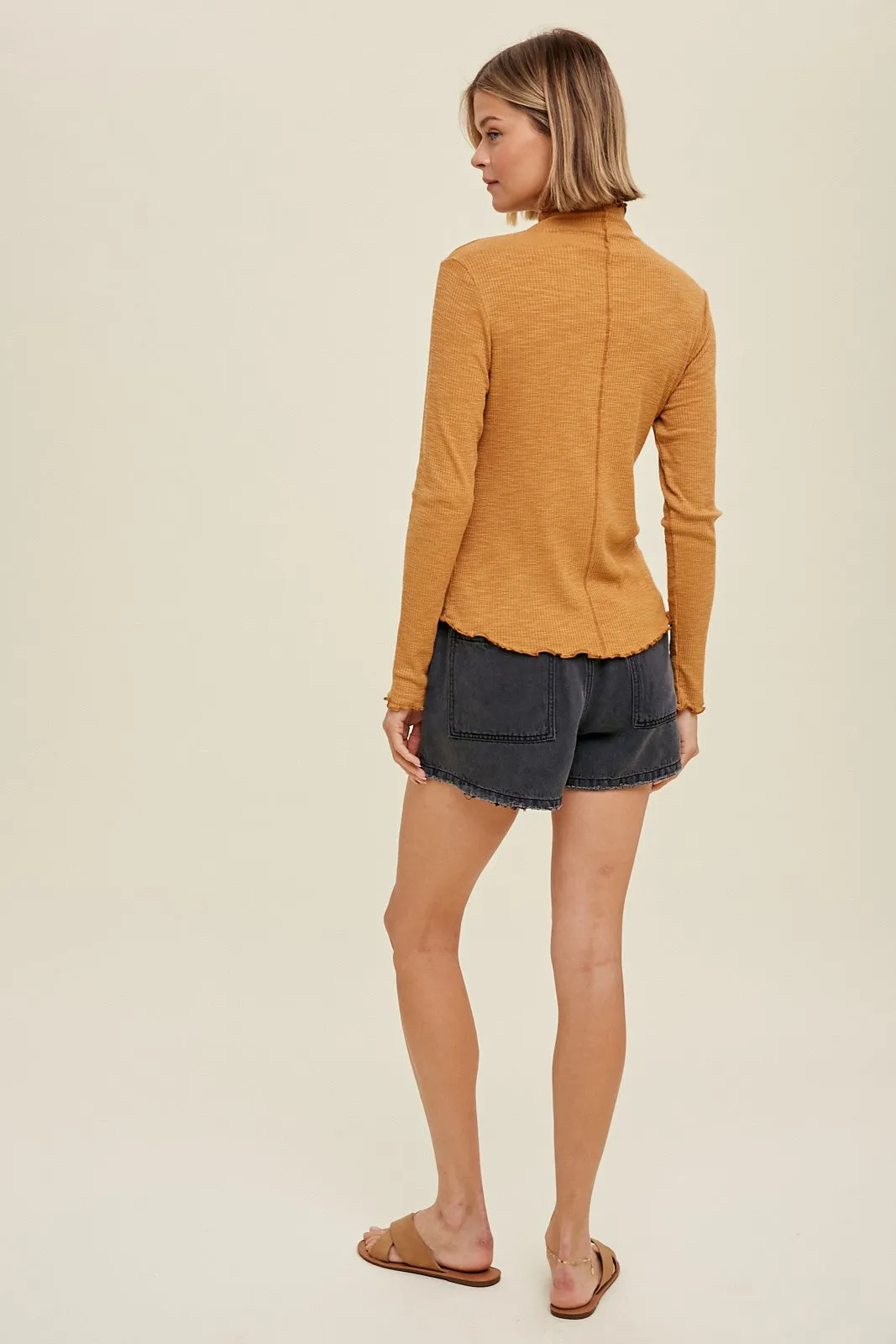 Ribbed Mock Neck Knit Top