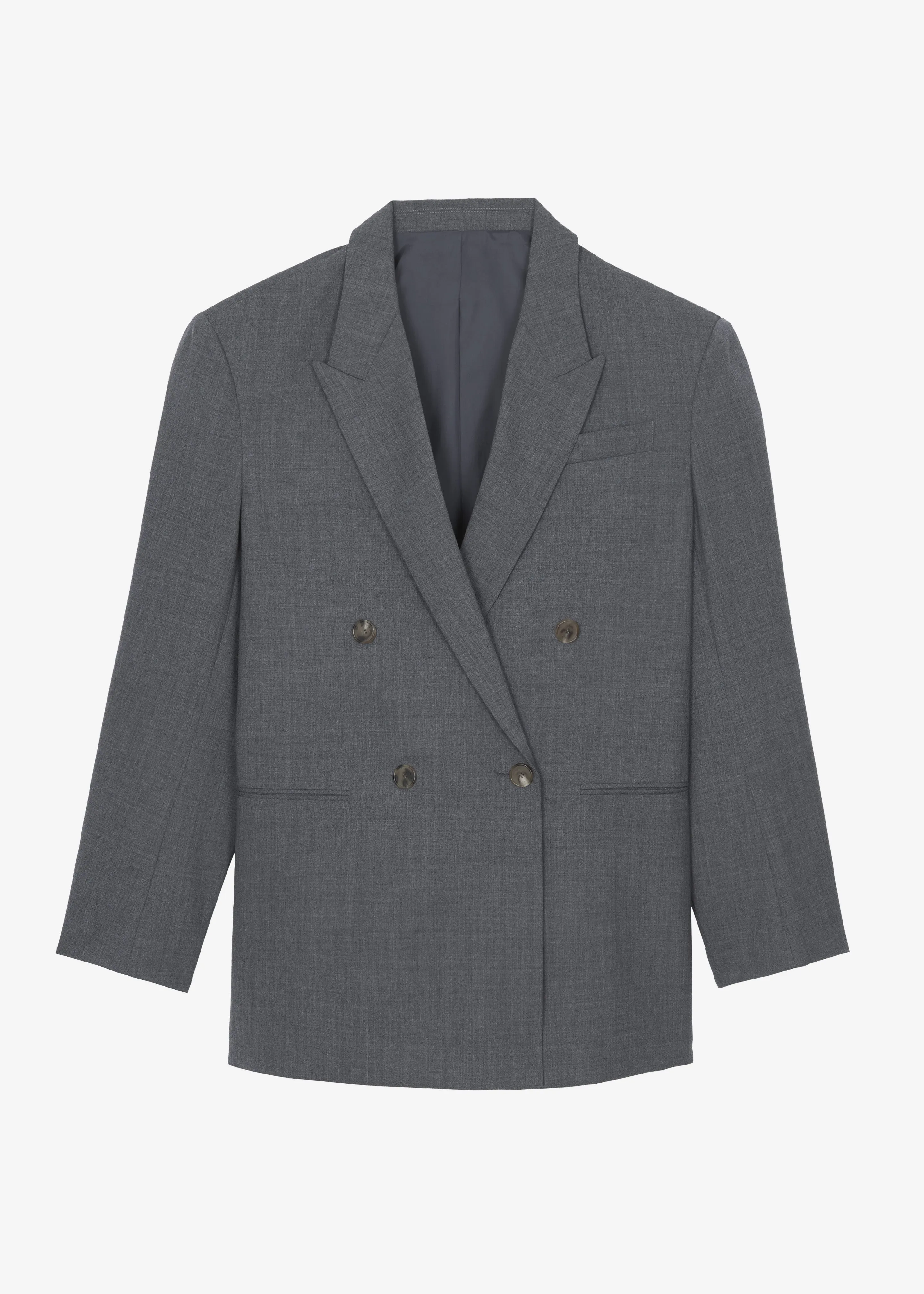 Salpar Double-Breasted Blazer - Dark Grey Melange