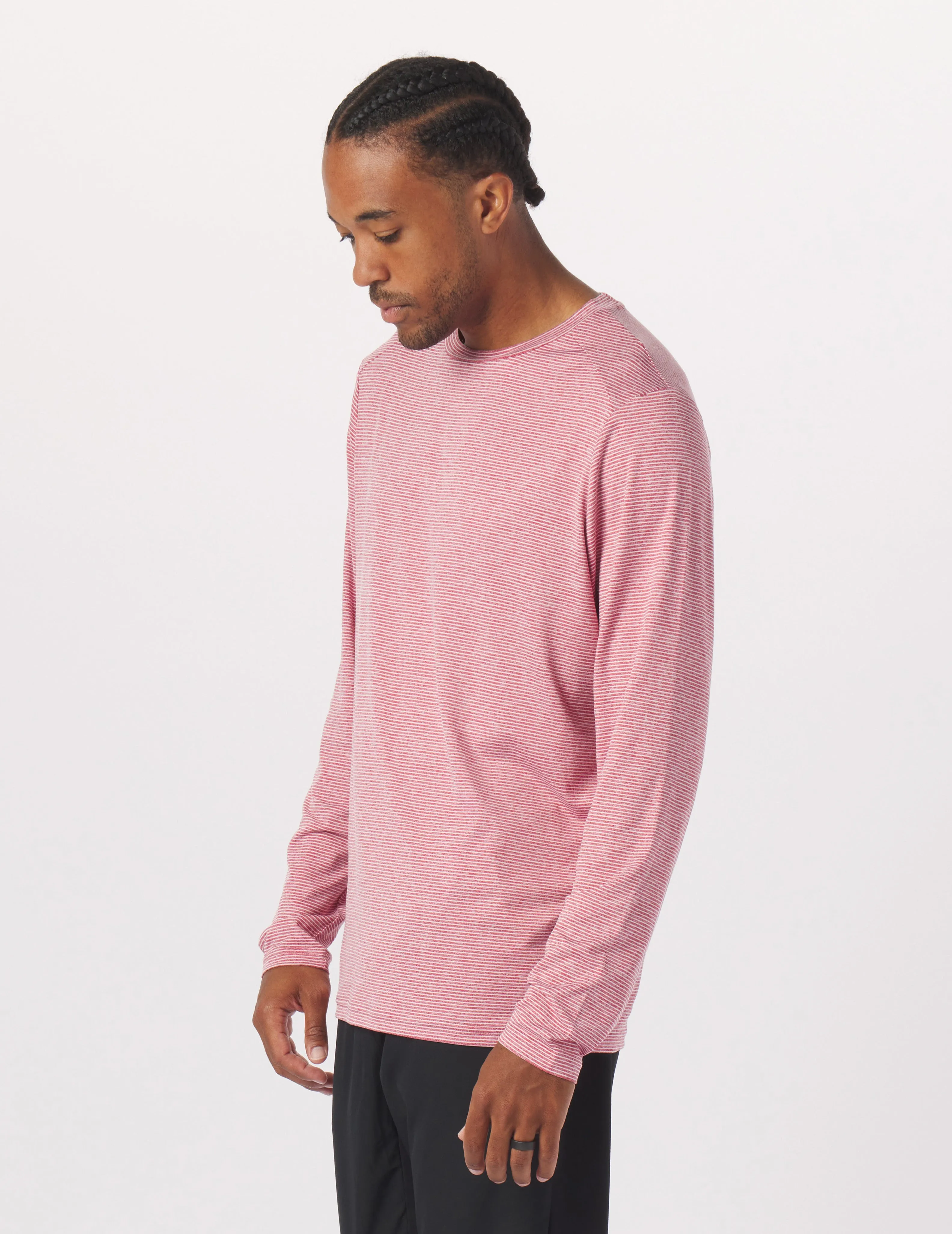 Salton Long Sleeve: Cardinal/Oatmilk Stripe