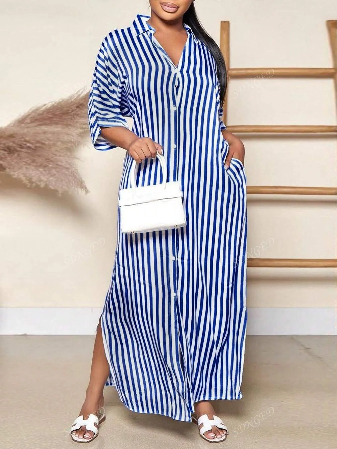 Sassy Print Button Down Shirt Dress