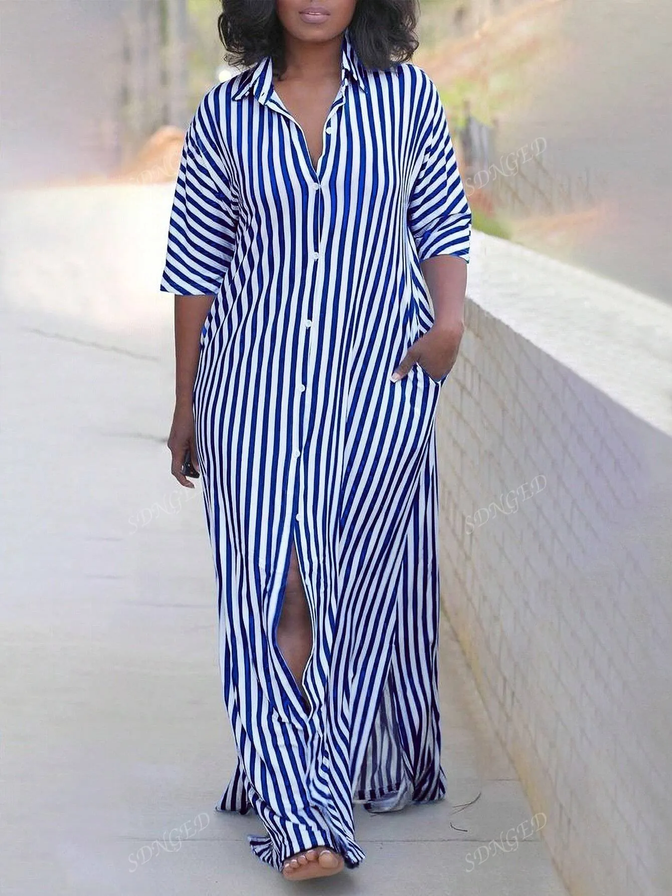 Sassy Print Button Down Shirt Dress