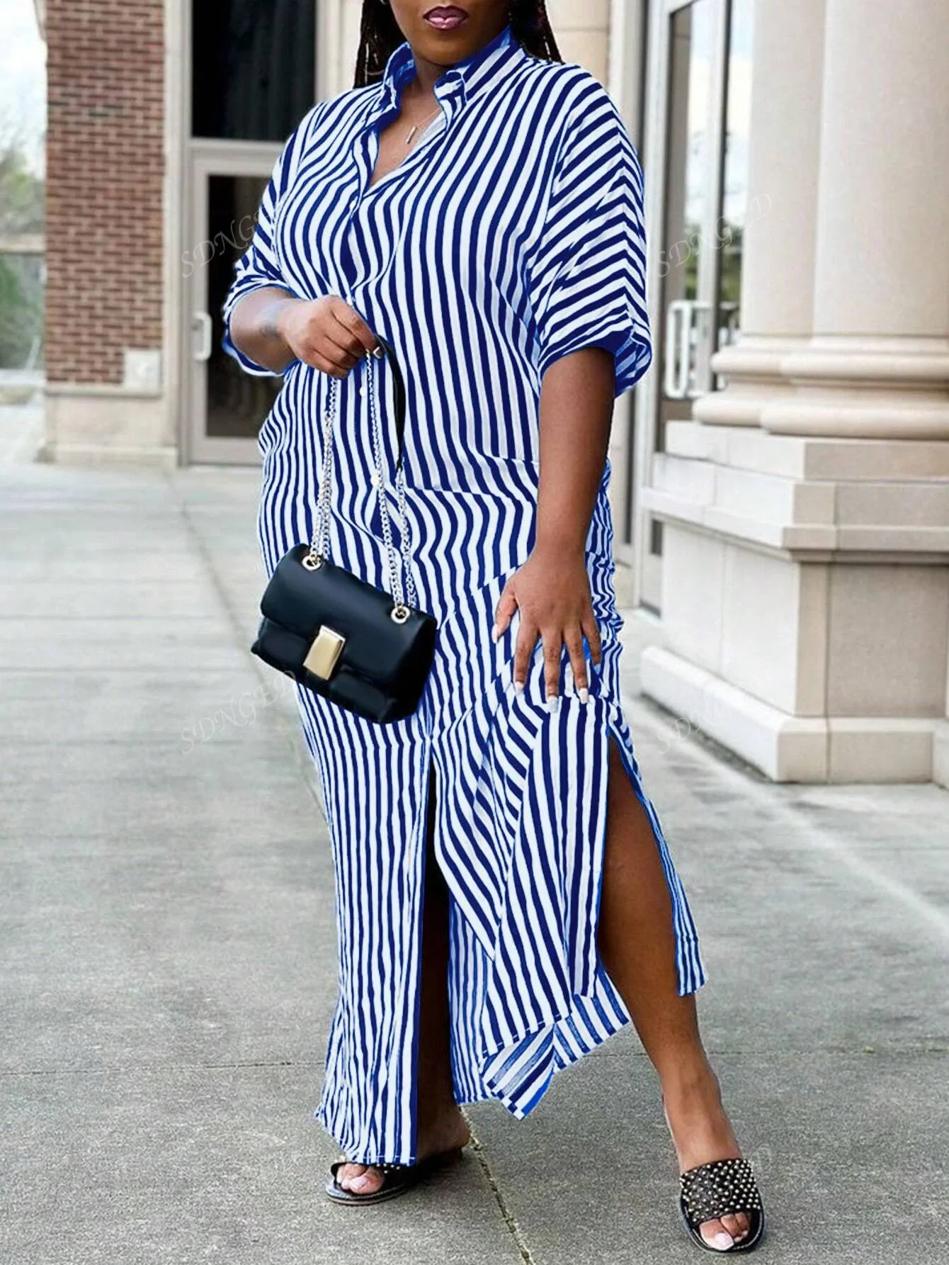 Sassy Print Button Down Shirt Dress