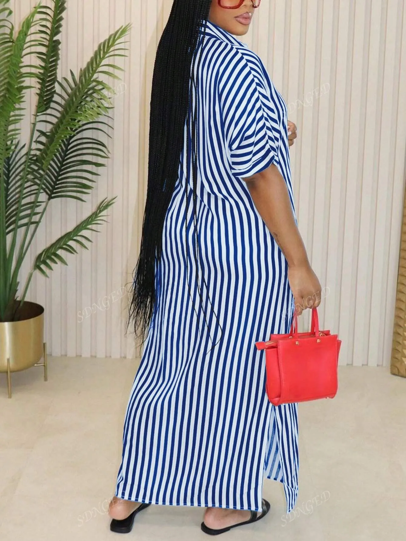Sassy Print Button Down Shirt Dress
