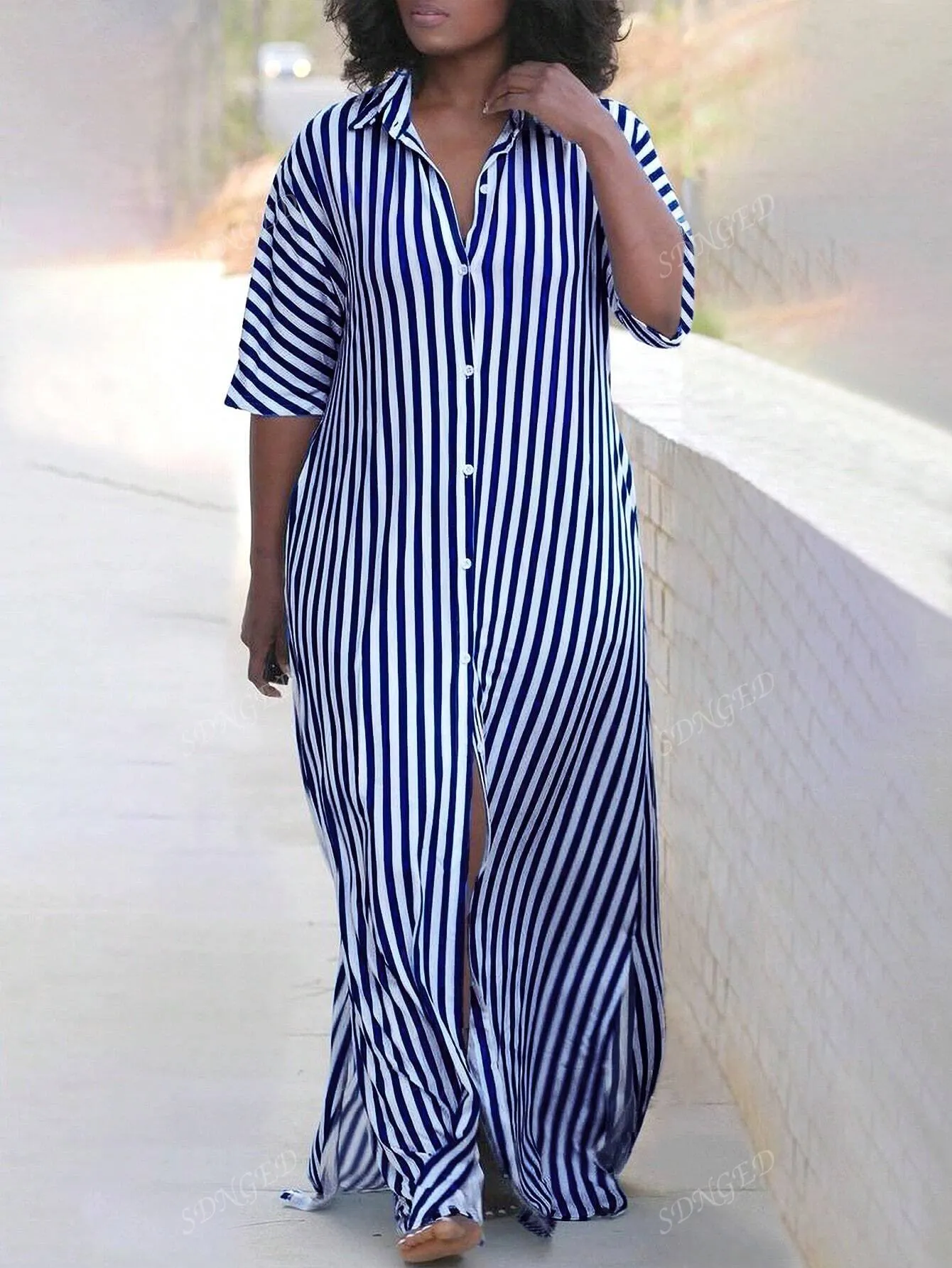 Sassy Print Button Down Shirt Dress