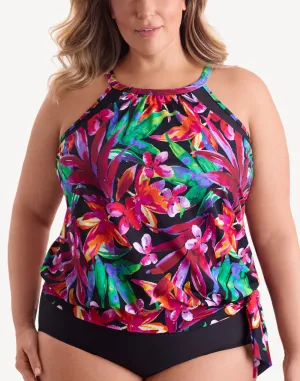 Secret Jungle High Neck Plus Size Tankini Top