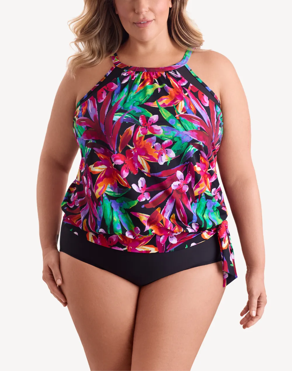 Secret Jungle High Neck Plus Size Tankini Top