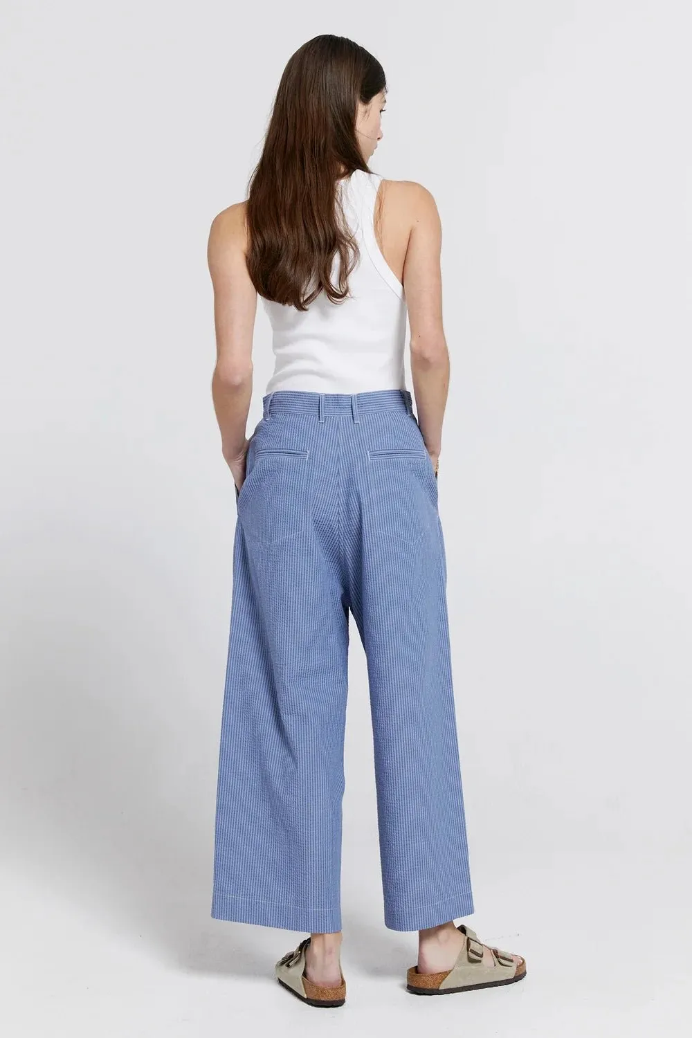 Seersucker Workwear Pants | Blue