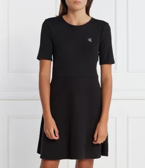 Short Sleeve Logo Elastic Dress