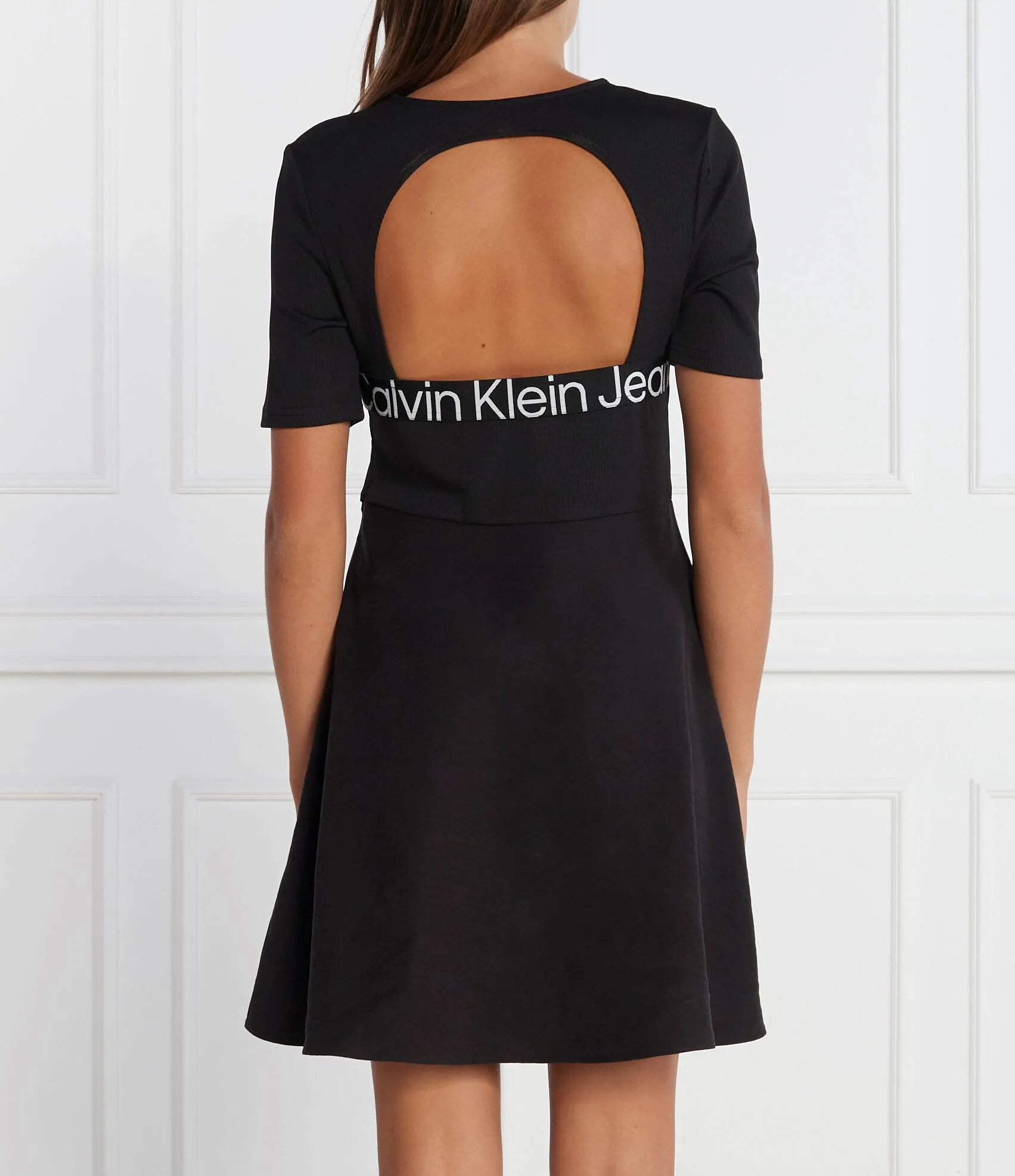 Short Sleeve Logo Elastic Dress