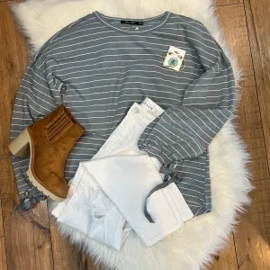 Slate Blue Striped Top