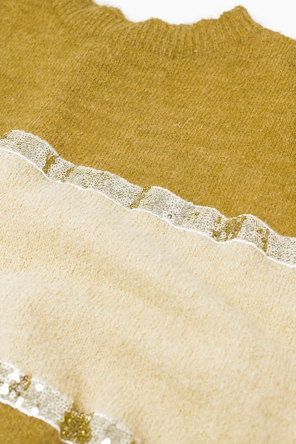 Sleeveless beige sweater with sequin detail