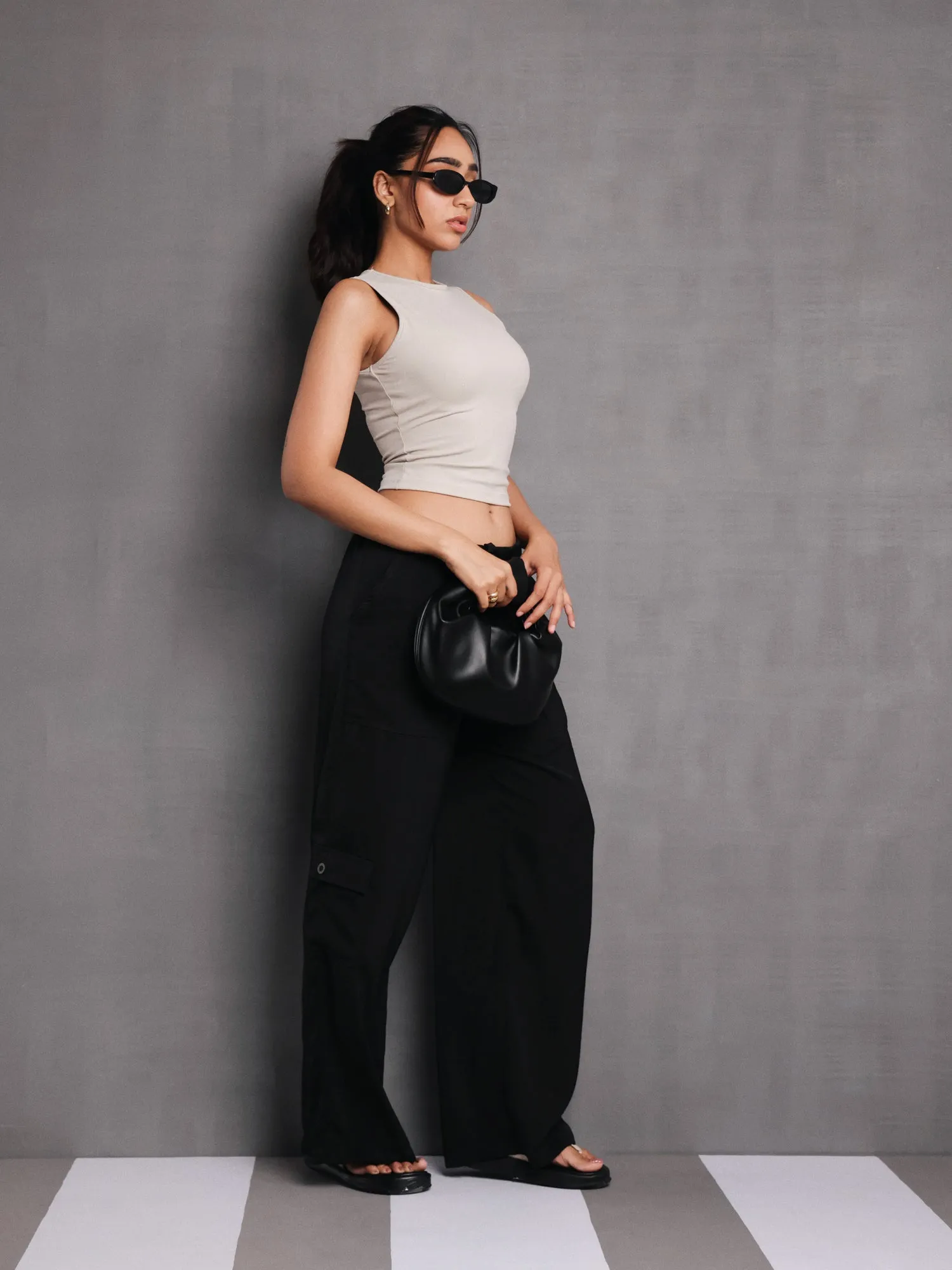 Sleeveless High Neck T-Shirt