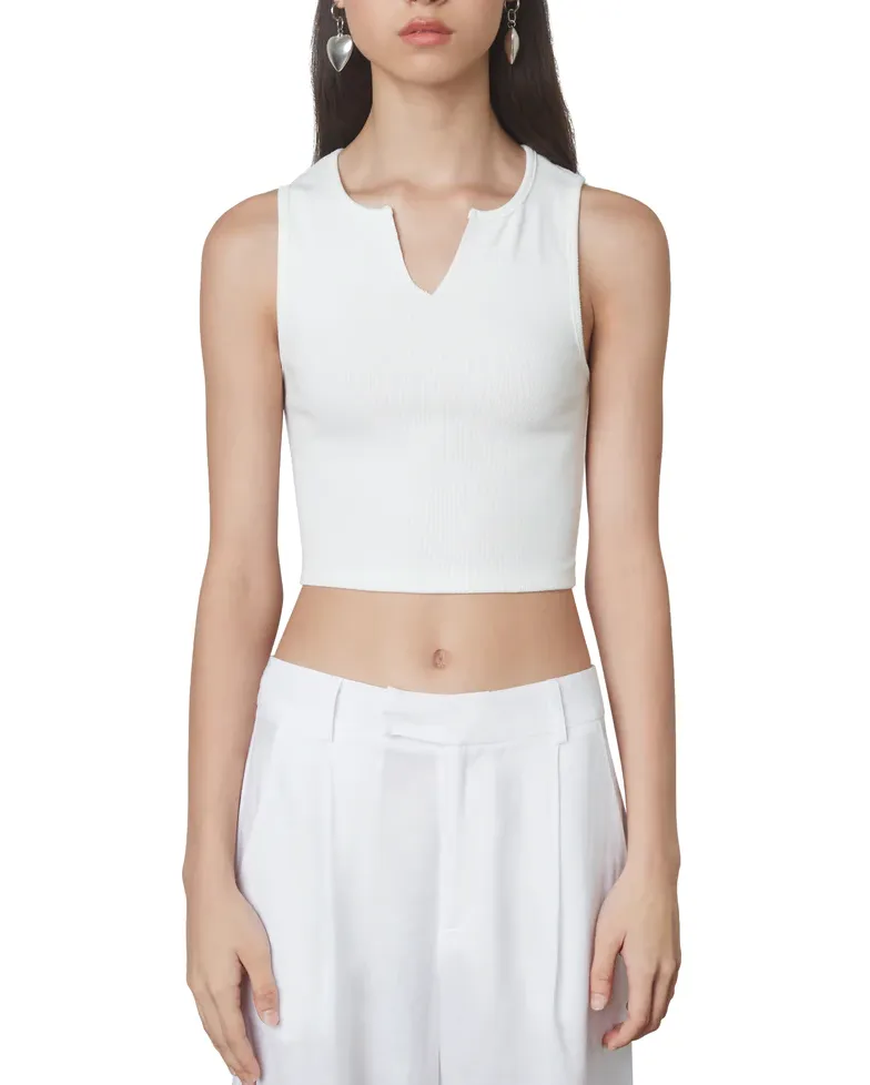 Sleeveless Ribbed Tank Top